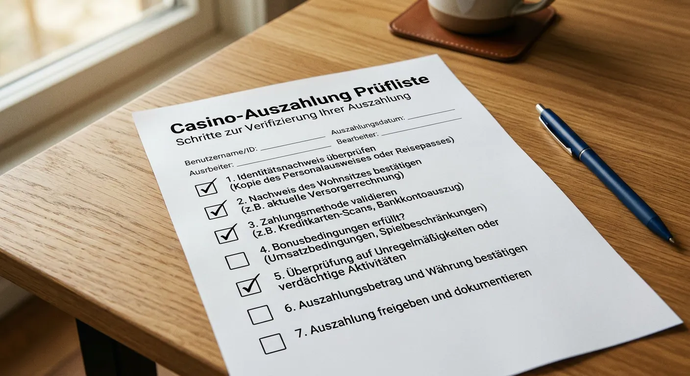 Prüfliste für Lizenz, Auszahlungslimit, KYC und Zahlungsmethode