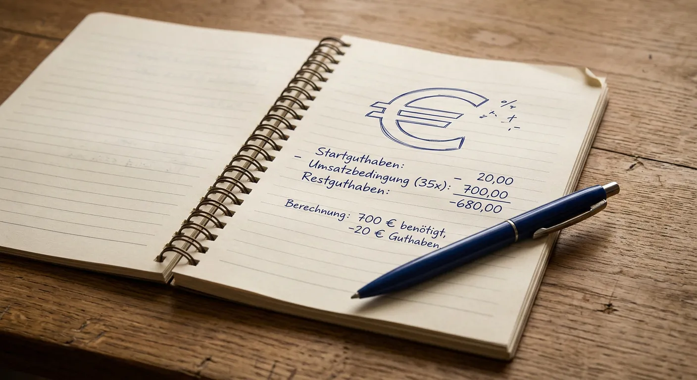 Notizblock mit einfacher Bonusrechnung und Euro-Symbol