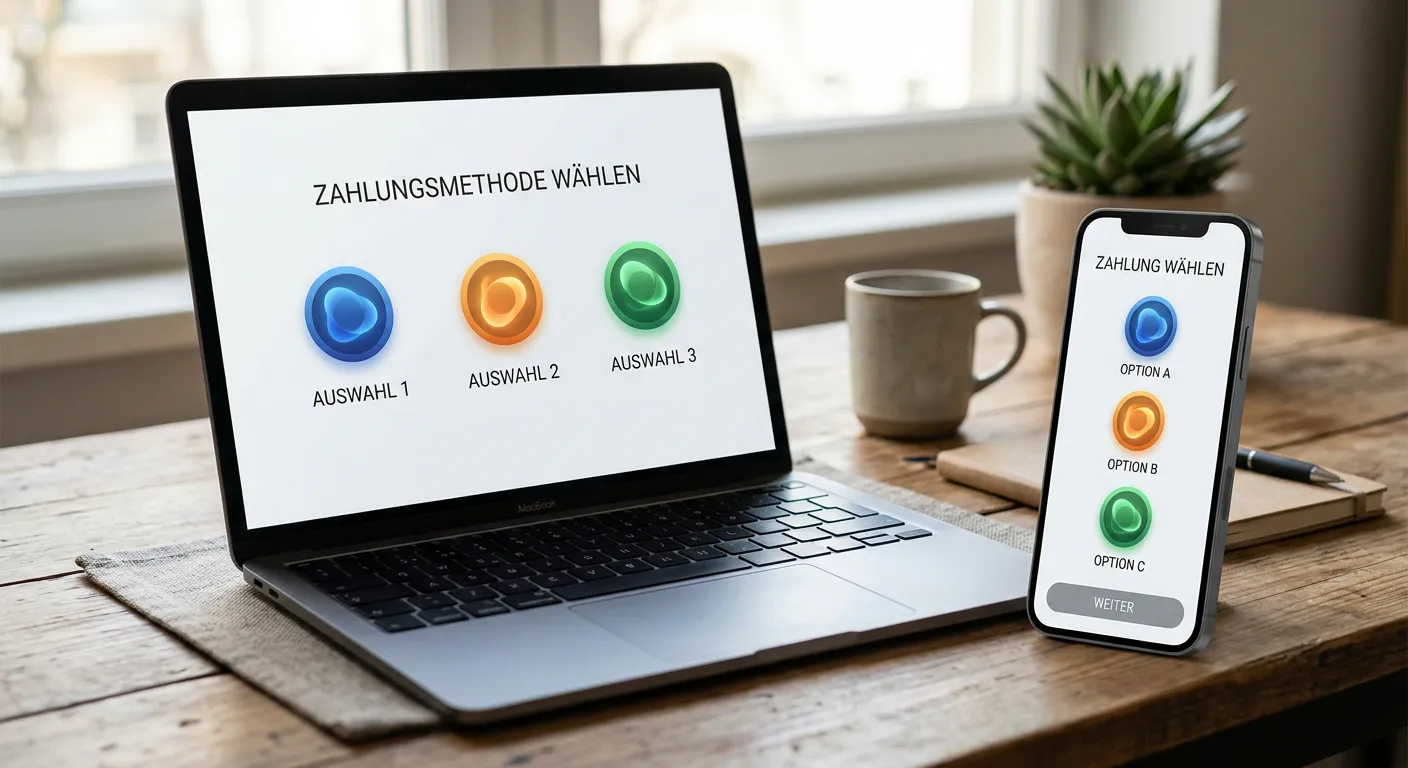 Neutrale Smartphone-Kasse mit mehreren unbeschrifteten Zahlungsoptionen
