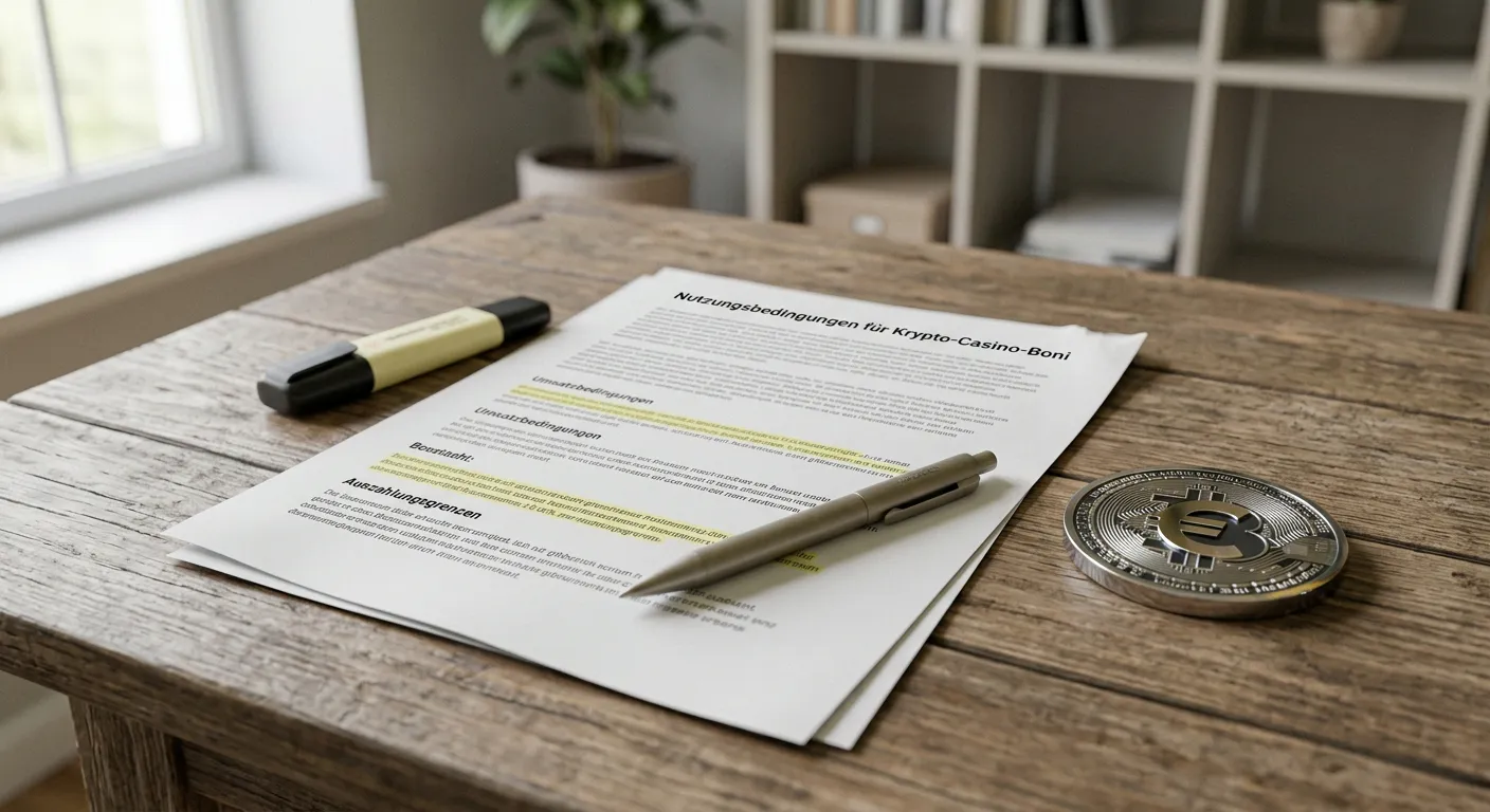 Neutrales Bonusregel-Dokument mit Stift und markierten Bedingungen