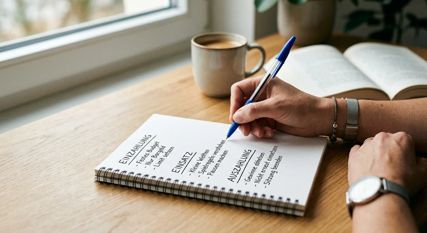 Handschriftliche Prüfung von Einzahlung, Einsatz und Auszahlung
