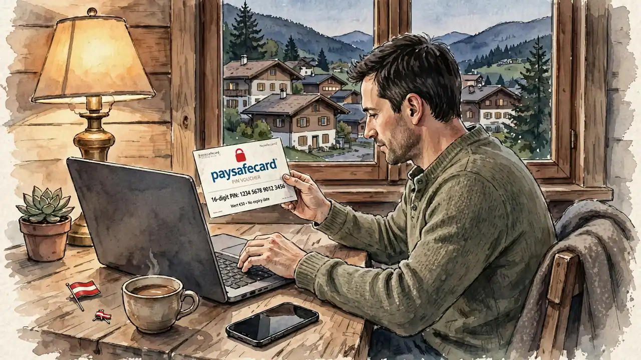 Person in a cozy room entering a Paysafecard code into a laptop