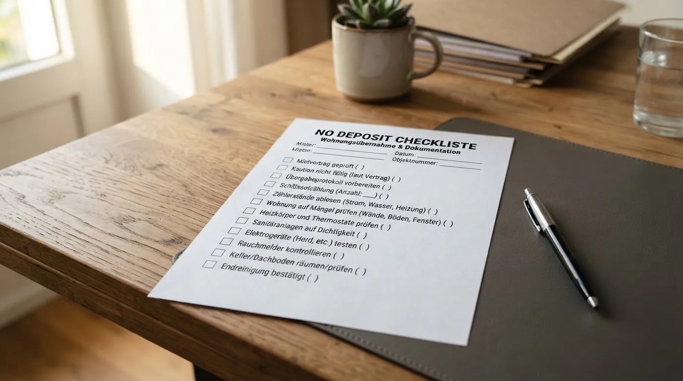 Checkliste für No-Deposit-Bonus mit Lupe und Taschenrechner
