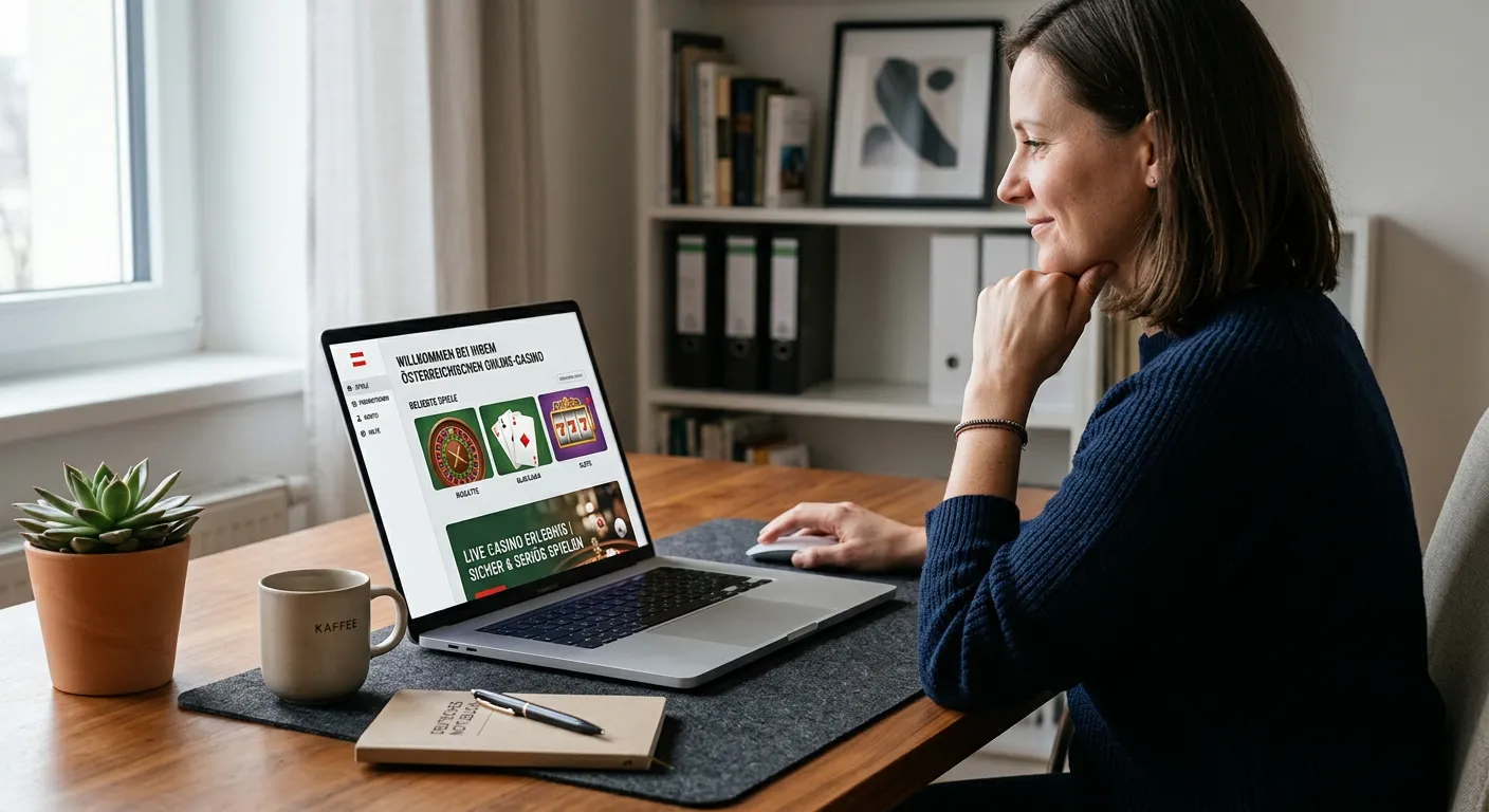 Neutrales österreichisches Konzessionsdokument neben einem Laptop