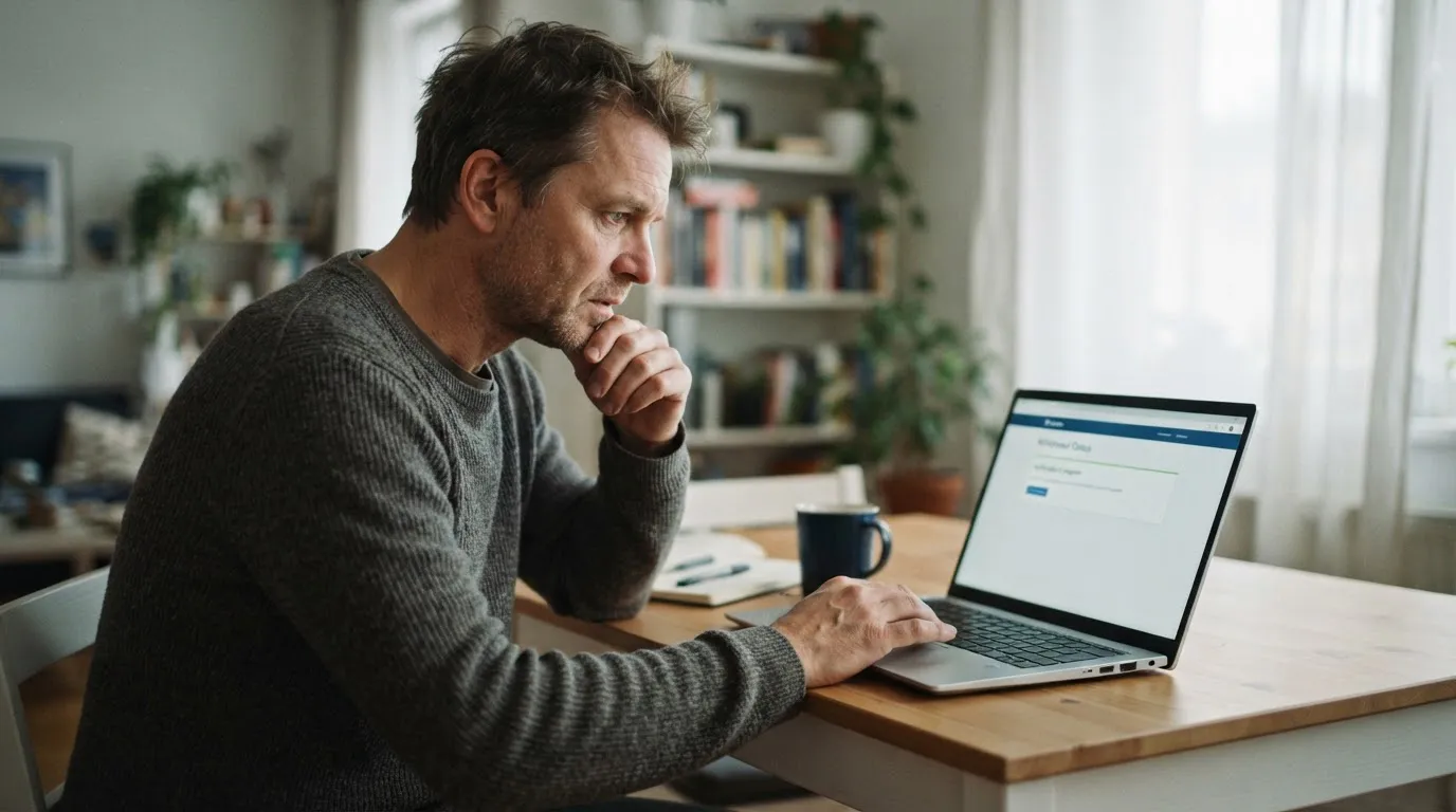 Laptop mit neutraler Auszahlungsprüfung und geschlossenem Kontofenster