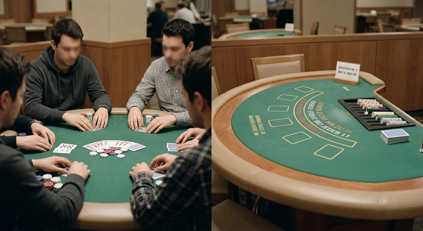 Pokerkarten für den Vergleich von Spielerpoker und Casino-Poker
