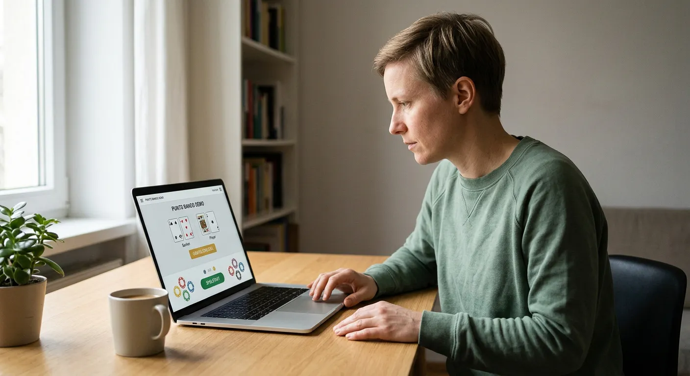 Laptop mit neutraler Punto-Banco-Demoversion ohne Markenlogo