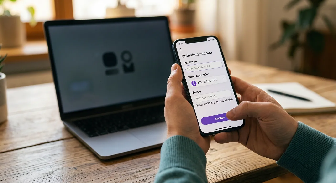 Solana-Wallet auf dem Smartphone beim Senden einer Einzahlung